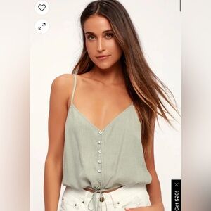 Lulu's Sage Green Button-Up Camisole